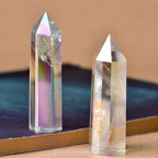 Natural Stones Point Wand Stone Hexagonal Prisms Obelisk Wand Treatment Stone Energy Ore Mineral Crafts Home Decor Gift-Electroplating_60-70mm