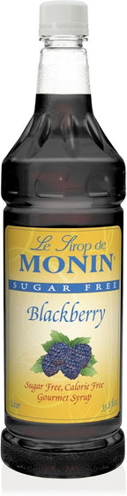Monin Sugar-Free Blackberry Syrup Plastic Bottle, 1 Liter (33.8 fl oz)