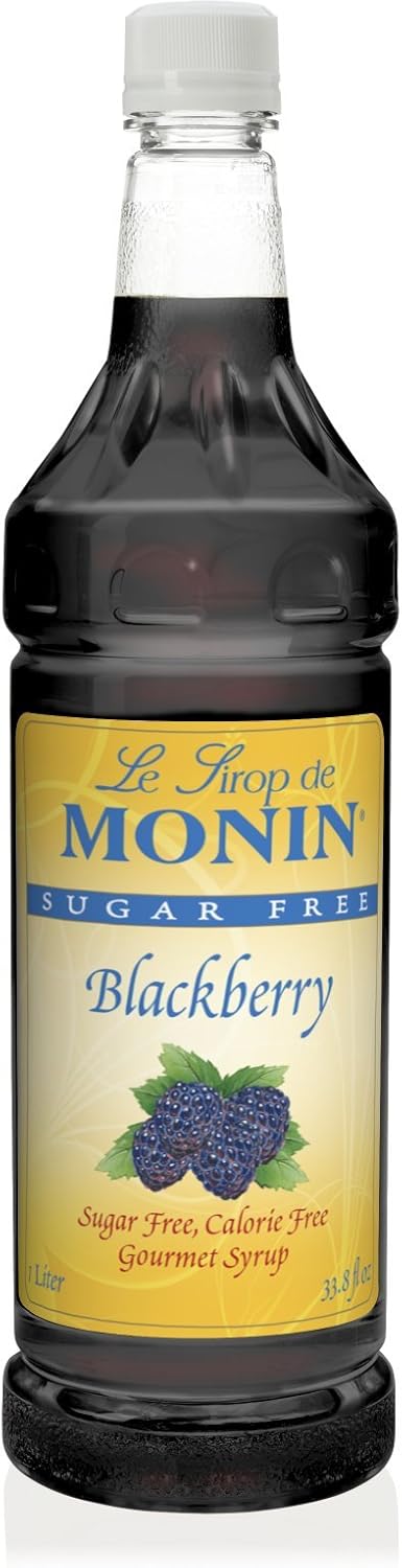 Monin Sugar-Free Blackberry Syrup Plastic Bottle, 1 Liter (33.8 fl oz)