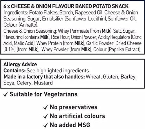 Walkers Baked Cheese and Onion Crisps 6 Pack 150g