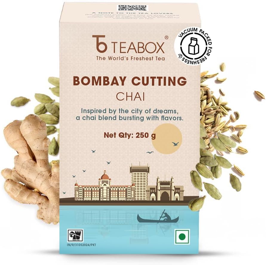 Teabox Bombay Cutting Chai | Inspired By The Bustling City | Blended With Natural Cardamom, Ginger & Fennel, 250 Grams