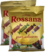 Fida Rossana Gran Selezione Hard Filled Candy, Rossana Classic, Rossana Coconut, Rossana Pistacchio, Rossana Chocolate Assortment, 175 Grams, Pack of 2, Imported Italian Candy, Packed in a Blue Desert Market Bag