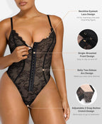 SHAPELLX Lace Bodysuit for Women Tummy Control Shapewear Backless Body Suits One Piece Body Shaper Thongs