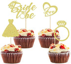 24 Pcs Bride to Be Cupcake Toppers Gold Glitter with Heart Ring Dress Bridal Shower Wedding Engagement Bachelorette Party Cake Decorations Supplies