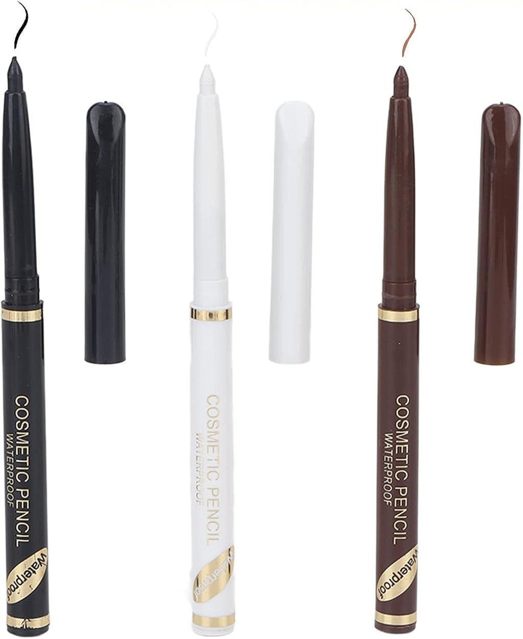 Beard Filler Pen, 3 Pieces Beard Contour Pencils, Enhance and Color Facial Hair (White, Black, Brown)