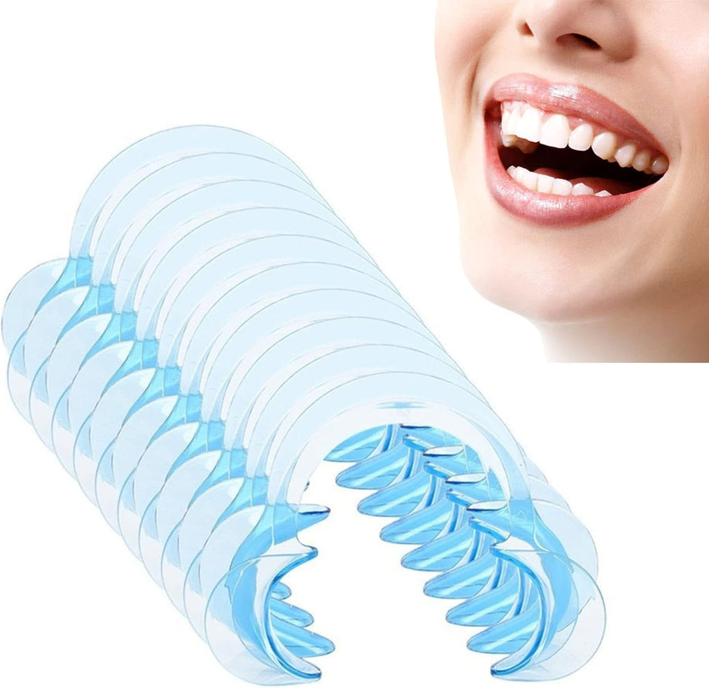 10 Pieces C-Shape Cheek Retractor, Disposable Mouth Opener for Dental Teeth Whitening Mouth Guard or Speak Out Game (Blue L)