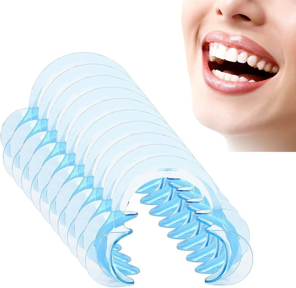 10 Pieces C-Shape Cheek Retractor, Disposable Mouth Opener for Dental Teeth Whitening Mouth Guard or Speak Out Game (Blue S)