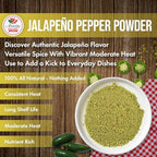 Jalapeno Powder Seasoning 4oz – Natural and Premium. Great For Chili, Salsa, Spice Blends, Stews, Tacos, Corn Bread. Medium to High Heat - fruity, spicy hot flavor. By Amazing Chiles & Spices.