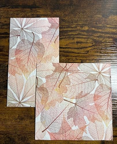 IHR Ideal Home Range Party Napkins Disposable 3-Ply Paper Lunch Napkin Pack, 6.5" x 6.5", Transparent Leaves, 20-Count