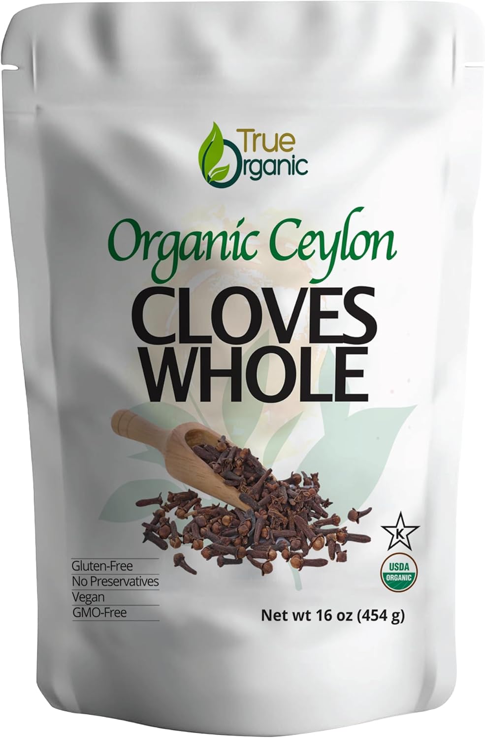 True Organic Ceylon Cloves Whole, 1 lb, Premium Grade, USDA Organic & Kosher Certified, Non-GMO, Fresh Organic Cloves Bulk, Ceylon Premium Quality (16 Ounces)