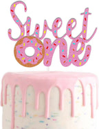Donut Cake Toppers Candy Sweet One Cake Decorations with Donut Pink Candy for Donut 1st Themed Baby Shower Party