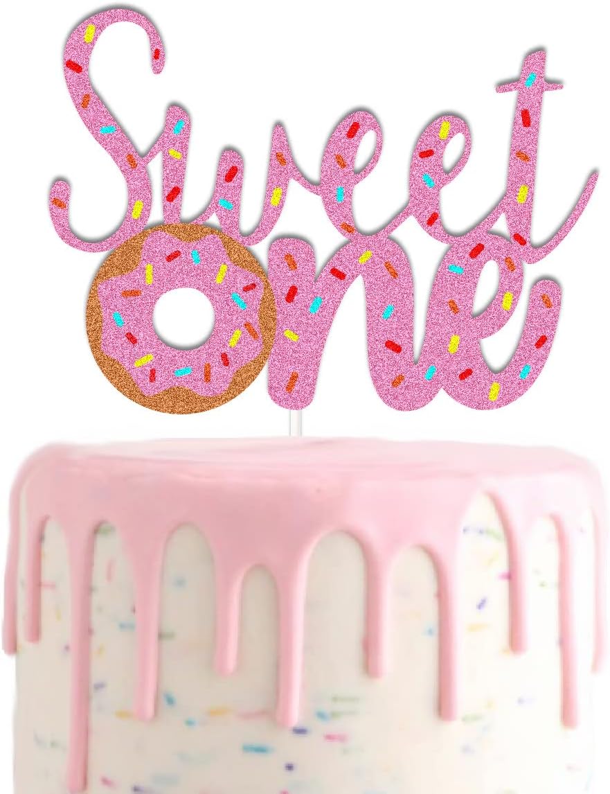 Donut Cake Toppers Candy Sweet One Cake Decorations with Donut Pink Candy for Donut 1st Themed Baby Shower Party