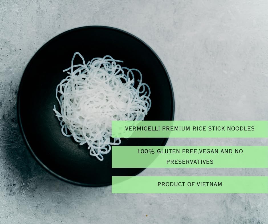 CAF Premium Vermicelli Noodles, Rice Vermicelli Noodles, Rice Sticks, Bun Gao, 14 Oz Gluten Free Pack of 1