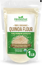 HerbaZest Organic Quinoa Flour – 1 LB – Premium USDA Certified, Vegan & Gluten-Free Superfood – Versatile Wheat Flour Alternative for Breads & Crackers, Pancakes & Waffles, Snacks & Desserts, Savory Recipes & More