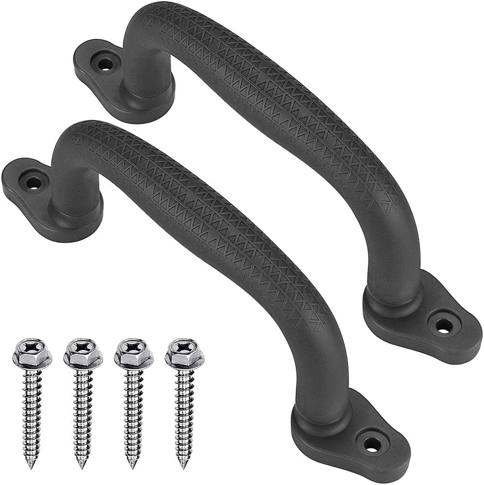 SELEWARE Black Playground Safety Handles, Non-Slip Plastic Kids Playground Grab Handles, Durable Indoor Outdoor Playset Handles for Playhouse, Treehouse, Climbing Frame, Jungle Gym, Swing Set, 2 Pack