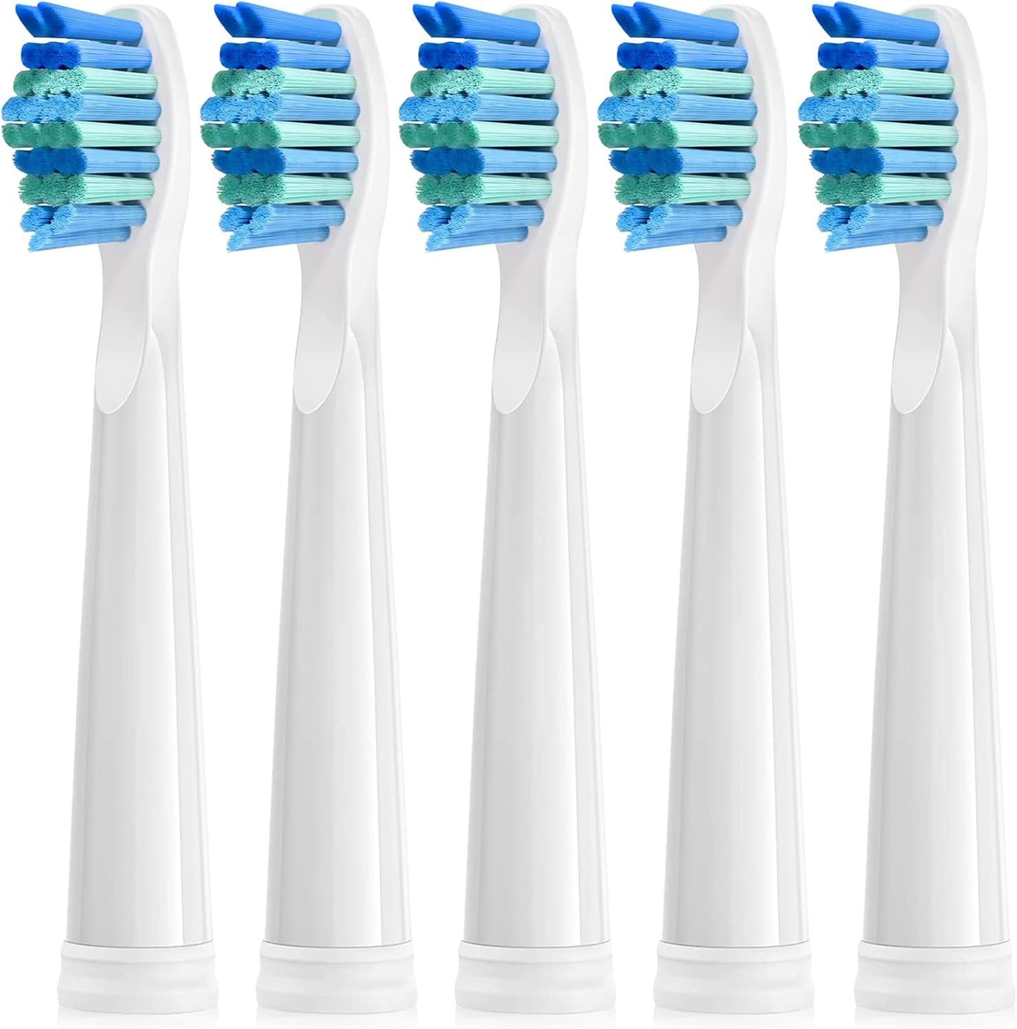 Toothbrush Replacement Heads Compatible with Fairywill FW-D1/D3/D7/D8/507/508/551/917/959, ATMOKO, Gloridea, Sboly, WOVIDA, YUNCHI Y1 Sonic Electric Toothbrushes, 5 Pack - White
