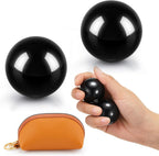 AceOrbit Baoding Balls Set of 2, Chinese Stress Relief Hand Exercise Balls with Leather Pouch, 1.2 Inch Black Obsidian, Finger Exercise and Wrist Strength Training