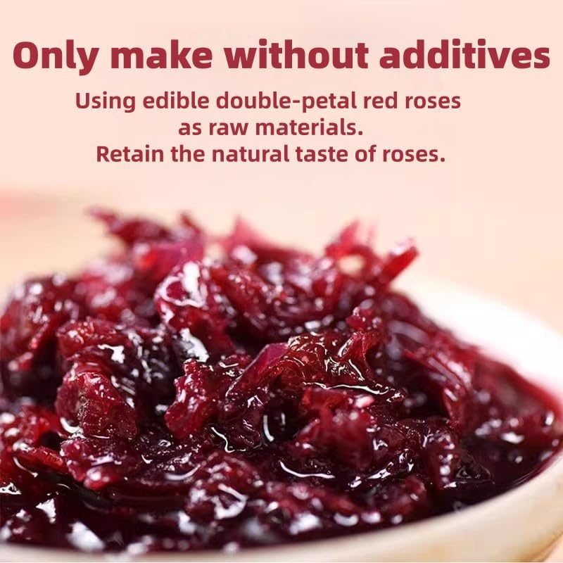 Rose Syrup Jam, Gourmet Rose Petal Jam (12.35oz) - Made with Real Petals for Cooking, Baking, and Flavoring Premium Floral Fruit Spread, Sweet Preserve