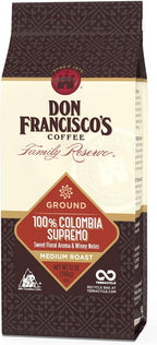 Don Francisco's 100% Colombia Supremo Ground Coffee, Medium Roast – 100% Arabica Coffee, 12 oz Bag