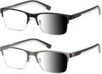 Reading Glasses Men Photochromic Lens Blue Light Readers Wide Metal Half Frame Style Sun Tinted Eyewear PT2002