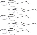 Eyekepper 5-Pack Straight Thin Stamped Metal Frame Half-Eye Style Reading Glasses Readers Gunmetal +1.5