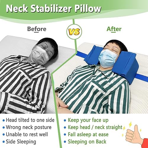 AOSSA Neck Stabilizer Pillow for Sleeping Upright, Head Cradle Pillow, After Surgery Positioning Pillows for Adults Elderly, Bedridden Neck Support Wedge for Bed, Head Positioner, Face Up Pillow