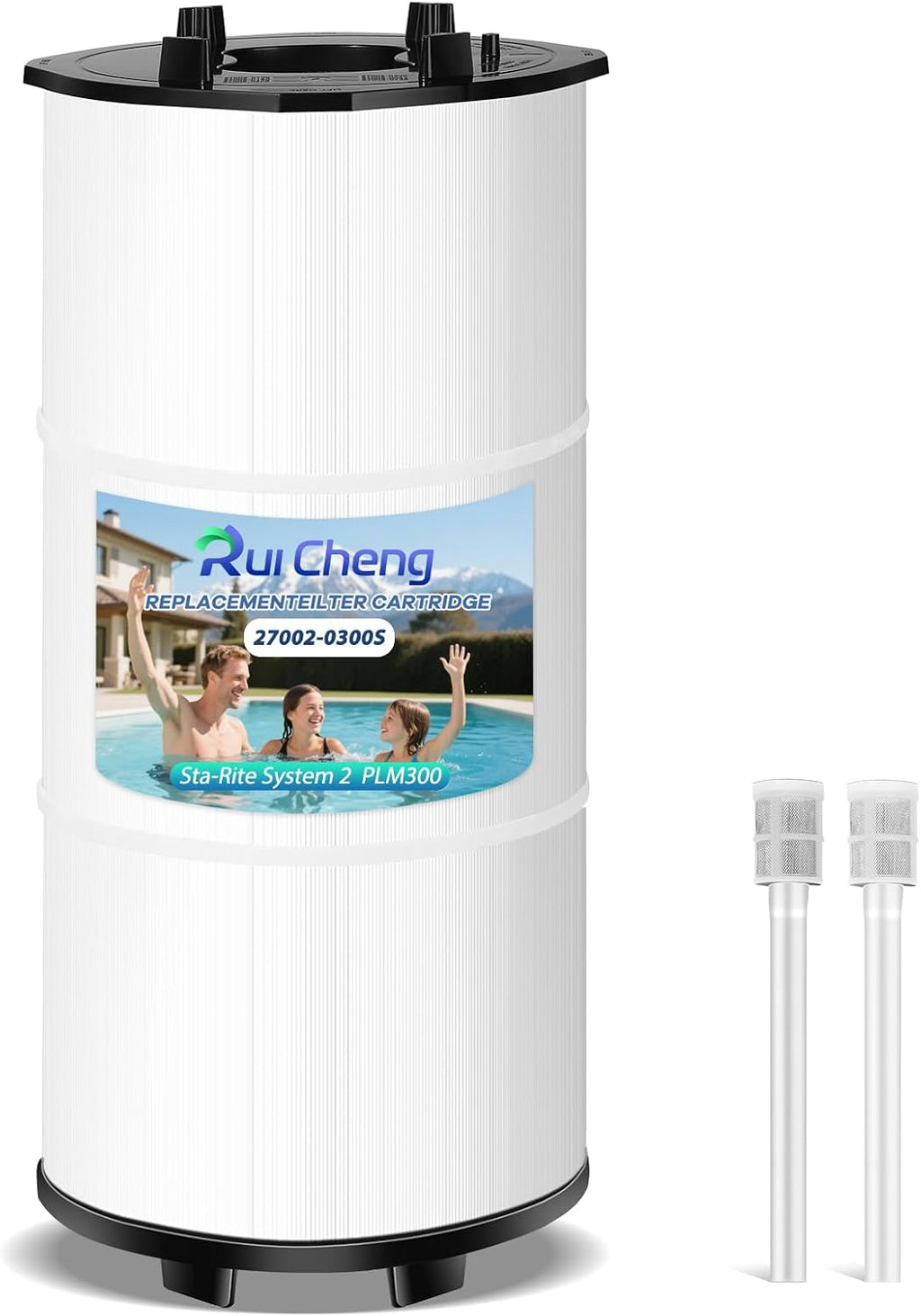 Rui Cheng 27002-0300S Pool Fliter Cartridges, Compatible with Sta-Rite 27002-0300S, Replacement for PLM300 Pool and Spa D.E. Filter, System 2 Modular Media, 300 sq.ft, 2 Air Release Assemblies