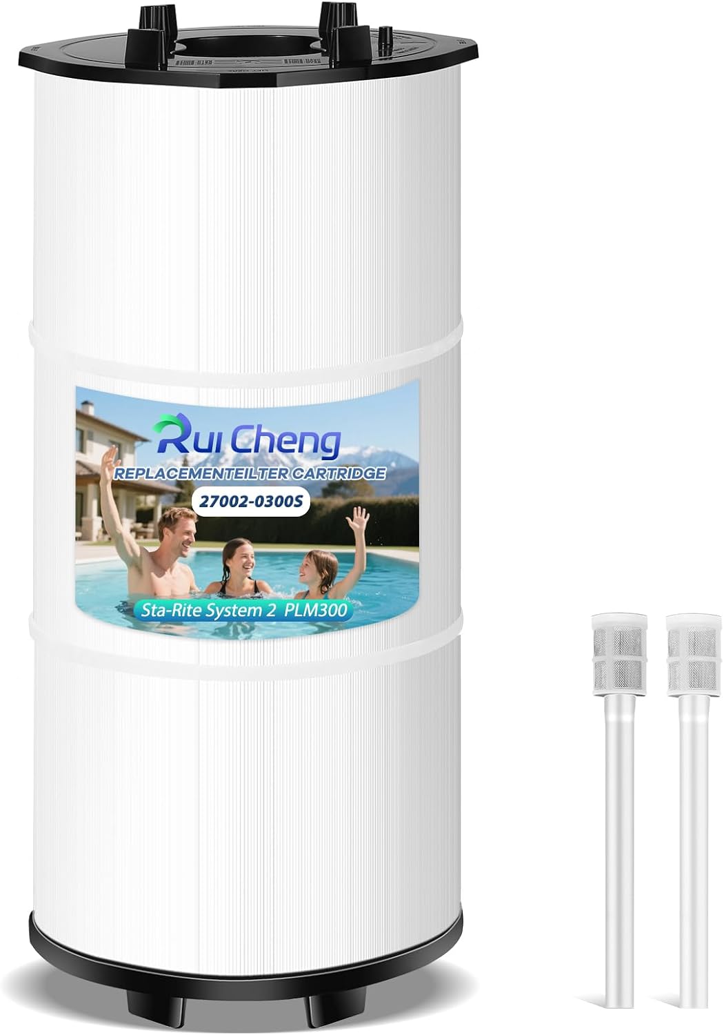 Rui Cheng 27002-0300S Pool Fliter Cartridges, Compatible with Sta-Rite 27002-0300S, Replacement for PLM300 Pool and Spa D.E. Filter, System 2 Modular Media, 300 sq.ft, 2 Air Release Assemblies