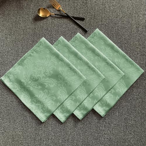 SASTYBALE Flower Jacquard Cloth Napkins 20 x 20 Inch Set of 4 Washable Wrinkle Free Reusable Damask Fabric Napkin for Dining, Party, Indoor, Outdoor, Everyday Used, Sage Green (4 Pieces/Packs)