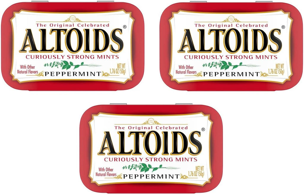 Altoids Curiously Strong Breath Mints, Peppermint, 1.76-Ounce Tins, 3-Pack