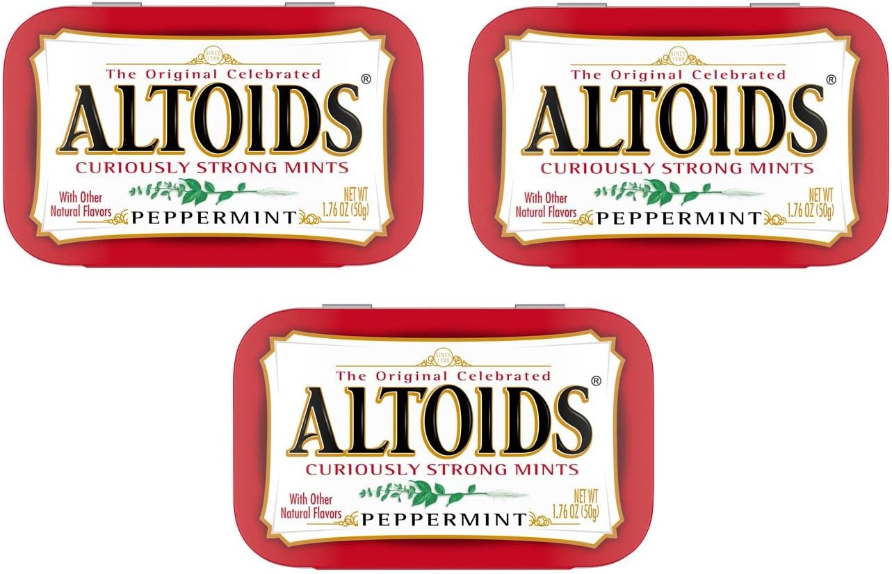 Altoids Curiously Strong Breath Mints, Peppermint, 1.76-Ounce Tins, 3-Pack