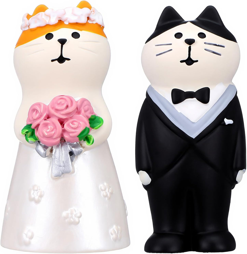 Wedding Cake Toppers Bride and Groom Cat Cake Topper Resin Wedding Cat Figurines for Cakes Decorations Gifts for Cats Lovers Table Decor
