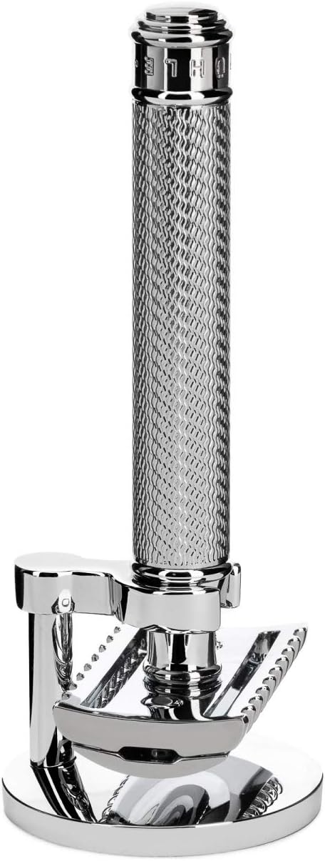 MÜHLE TRADITIONAL Chrome Safety Razor (Open Comb) & Razor Stand
