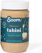 Soom Foods Premium Tahini 16oz (1 Pack) | Roasted & Ground Sesame Seed Paste | Creamy Tahini for Dubai Chocolate, Hummus, Sauces | Vegan, Nut-Free, Gluten-Free, Kosher, Keto, Paleo, Whole30
