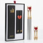 Replaceable Brush Head Toothbrush, 2 Aluminum Alloy Handles and 4 Bamboo Brush Heads, BPA-Free, Soft Tapered Bristles, Metal Toothbrush Set, Couple's Gift or Birthday Present