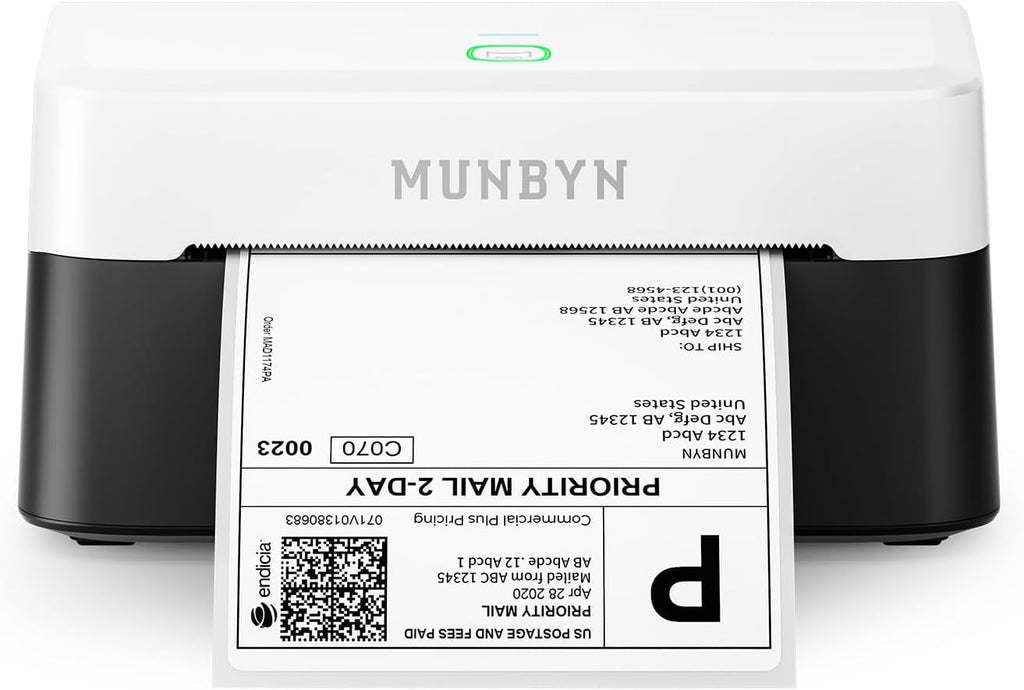 MUNBYN Bluetooth Thermal Label Printer RW403B, Wireless 4x6 Shipping Label Printer for Small Business, Compatible with Android, iPhone, Windows, Mac, Chromebook, Print Width 1.57"-4.25"