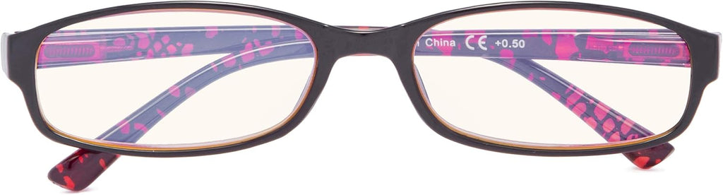 CessBlu UV Protection Computer Reading Glasses with Polka Dots Pattern Blue Light Filter Reader Eyeglasses for Women(Red)+0.5