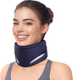 Ergonomic Neck Brace for Neck Pain and Support, Throat-friendly V-shape Cervical Collar with Dual Memory Foam for Comfort and Cervical Spine Pressure Relief, Vertebrae Stability (14.0" - 16.1")