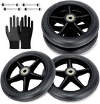 4 Pack 6" Solid Front Caster Wheels for Walkers, Heavy-Duty Office Wheelchair Front Wheel– Heavy Duty PU Replacement Wheels, Smooth & Quiet Roll, Non-Slip Durable Tires, Easy Install.