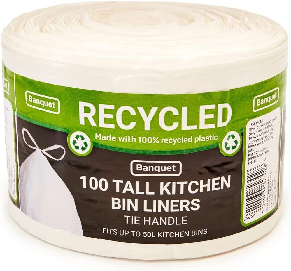Handle Tall Kitchen Bin Liners (Fits up to 50L Kitchen Bins) by Banquet