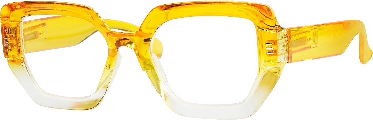 Eyekepper Large Frame Reading Glasses for Women - Fashionable Readers - Yellow +2.00