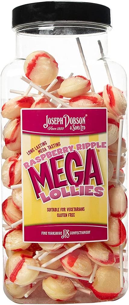 Joseph Dobson Mega Lolly Raspberry Ripple Ice Cream Jar Of 90 Lollies