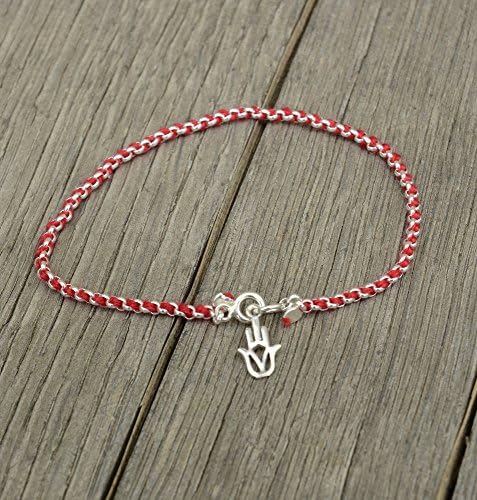 Protection Evil Eye Bracelet - Lucky Hamsa Hand Charm - 7 Inch Sterling Silver Jewelry - Best Kabbalah Red String Bracelets for Women