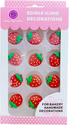 Sentovac 12 Pcs Strawberry Icing Cake Decoration Edible Spring Sprinkles DIY Candy Dessert For Cookie Cake Cupcake Topper Icing Frosting Party Decoration Supplies