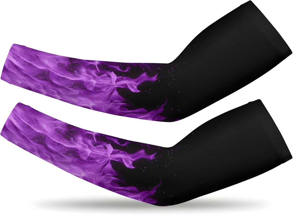 Black Sports Compression Arm Sleeves for Men & Women - Youth Arm Sleeve Baseball Volleyball Sleeves & Basketball Sleeve