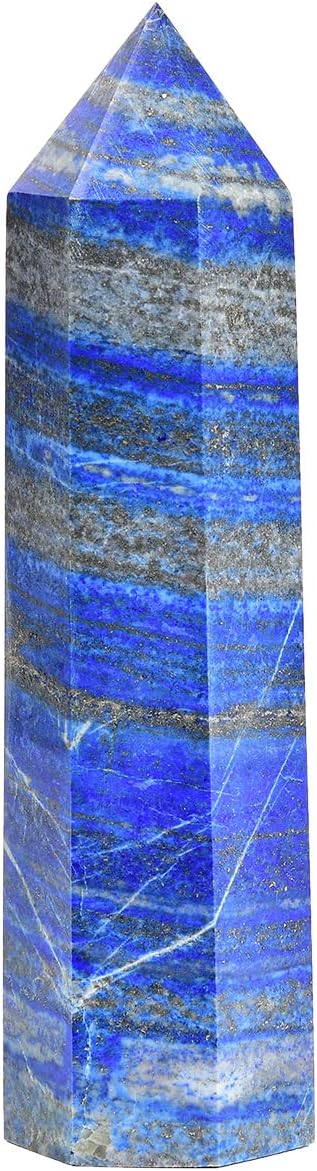 Natural Lapis Lazuli Obelisk Tower Large Healing Crystal Point Wand 6 Faceted Reiki Chakra Meditation Therapy 1-1.5 LBS