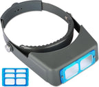 Headband Magnifier, Professional Double Lens Head-Mounted Loupe Jewelry Magnifier, Reading Visor Opitcal Glass Binocular Magnifier with Lens Magnification-1.5X 2X 2.5X 3.5X for Repair, Crafts