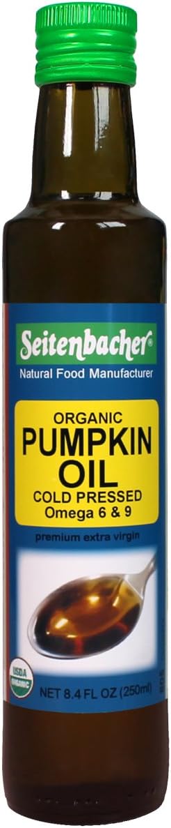 Seitenbacher Organic Oil, Cold Pressed Pumpkin Oil, 8.4 Fl Oz, 2 Count