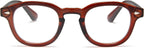 2SeeLife Brown Round Premium Clear Frame Reading Glasses – Solid & Sturdy Frame Blue Light Retro Readers for Men & Women with Spring Hinges & Scratch-Resistant Lenses, Strength 1.00