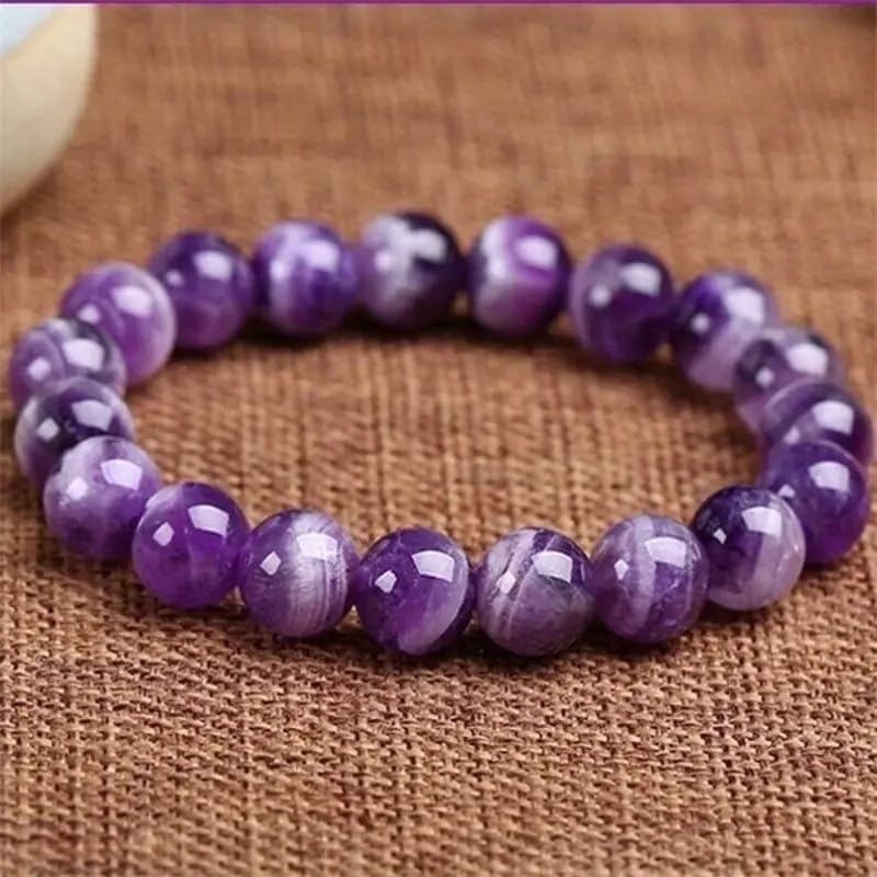 Amethyst Crystal Bracelet, Handcrafted Purple Gemstone Jewelry, Unisex Spiritual Healing Bracelet, Daily Wear Gift for Friends and Family